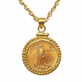 5 DOLLAR GOLD EAGLE TWIST MOUNT NECKLACE