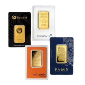 1 oz Gold Bar &ndash; Brand Name (with Assay Card)