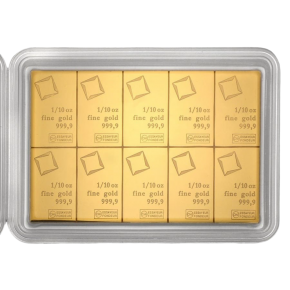 Valcambi 1 oz Gold CombiBar&trade; (10 &times; 1/10 oz) &ndash; in Assay Card