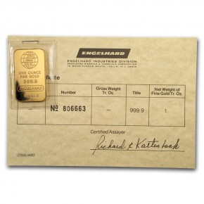 Engelhard 1 oz Gold Bar (Vintage &bull; in Assay)