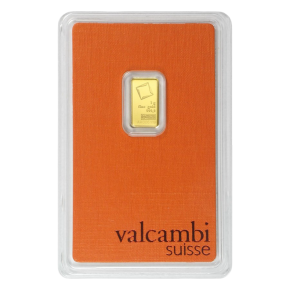 Valcambi 1 gram Gold Bar (in Assay Card)