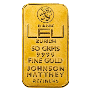 50 g Gold Bar &ndash; Johnson Matthey &ldquo;Bank Leu Zurich&rdquo; (Vintage Secondary Market)