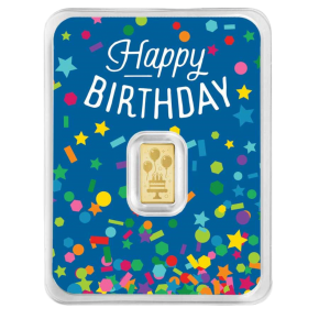 1/2 g Gold Bar &ndash; Happy Birthday Design (.9999 Fine)