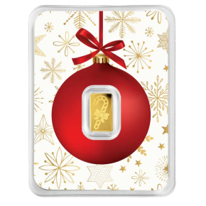 1/2 g Gold Bar &ndash; Holiday Snowflake Design (.9999 Fine)