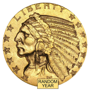 $5 Indian Gold Half Eagle (Pre-1933, AU, Random Year)