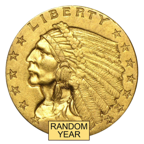 $2.50 Indian Gold Quarter Eagle (Pre-1933, AU, Random Year)