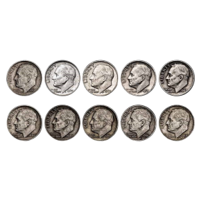 90% Silver Dimes &ndash; $1 Face Value (Avg Circulated)