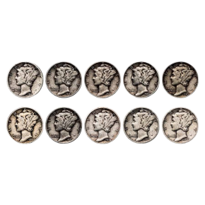 $1 Face Value 90% Mercury Dimes &ndash; Avg Circulated