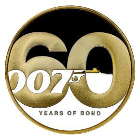 2022 TUV 2 oz Silver Gilded James Bond 007 &ndash; 60 Years of Bond (PF)